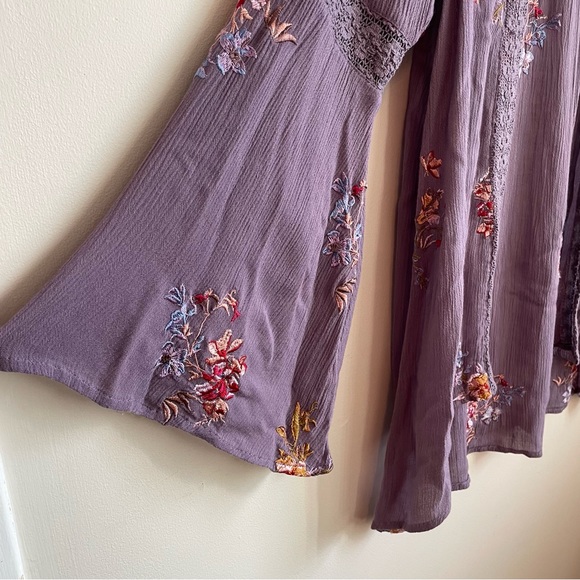 Sundance Anastasia Floral Embroidered Kimono in Dusty Purple Boho Size Small - Picture 5 of 16